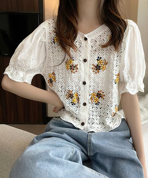 me+em select(ミームセレクト)の「【 6 pattern 】レースかぎ編み刺繍カーディガン(カーディガン/ボレロ・レディース・ホワイト系その他/ホワイト系その他2/ホワイト系その他3/ホワイト系その他4/ホワイト系その他5/ベージュ系その他2/ベージュ系その他3/ベージュ系その他4/ベージュ系その他5/ベージュ系その他/ホワイト/ベージュ・FREE)」の6枚目の写真