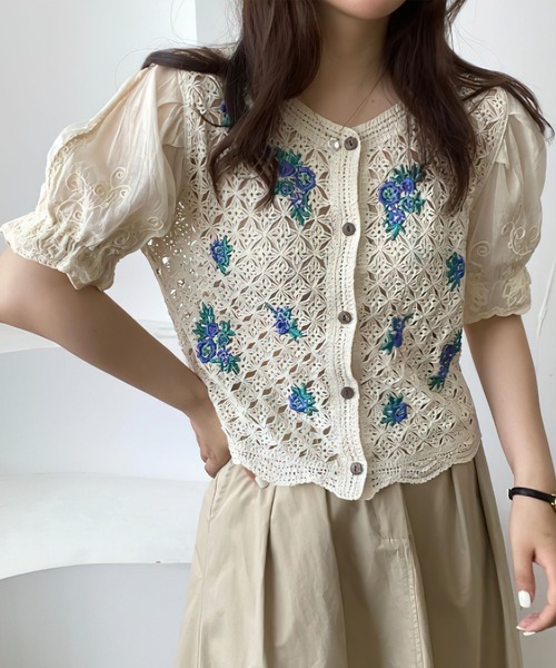 me+em select(ミームセレクト)の「【 6 pattern 】レースかぎ編み刺繍カーディガン(カーディガン/ボレロ・レディース・ホワイト系その他/ホワイト系その他2/ホワイト系その他3/ホワイト系その他4/ホワイト系その他5/ベージュ系その他2/ベージュ系その他3/ベージュ系その他4/ベージュ系その他5/ベージュ系その他/ホワイト/ベージュ・FREE)」の10枚目の写真