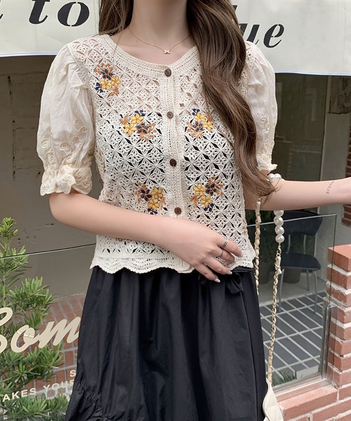 me+em select(ミームセレクト)の「【 6 pattern 】レースかぎ編み刺繍カーディガン(カーディガン/ボレロ・レディース・ホワイト系その他/ホワイト系その他2/ホワイト系その他3/ホワイト系その他4/ホワイト系その他5/ベージュ系その他2/ベージュ系その他3/ベージュ系その他4/ベージュ系その他5/ベージュ系その他/ホワイト/ベージュ・FREE)」の11枚目の写真