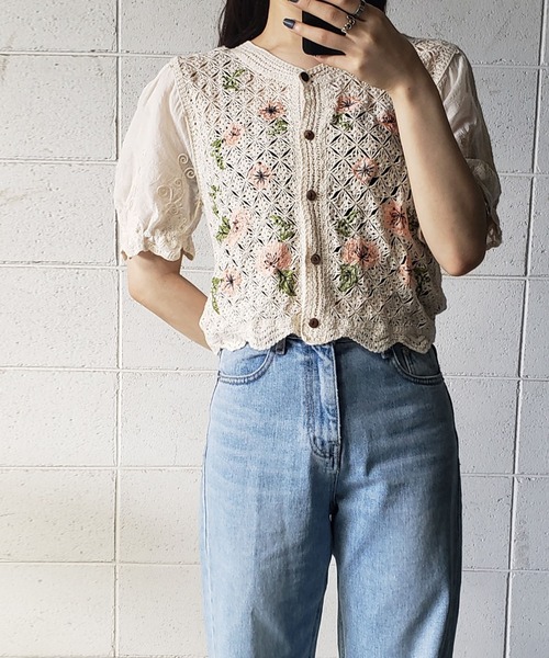 me+em select(ミームセレクト)の「【 6 pattern 】レースかぎ編み刺繍カーディガン(カーディガン/ボレロ・レディース・ホワイト系その他/ホワイト系その他2/ホワイト系その他3/ホワイト系その他4/ホワイト系その他5/ベージュ系その他2/ベージュ系その他3/ベージュ系その他4/ベージュ系その他5/ベージュ系その他/ホワイト/ベージュ・FREE)」の12枚目の写真