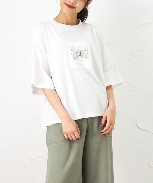 CONVERSE(コンバース)の「CONVERSE コンバース ALL STAR オールスター 転写 カラープリント 半袖Tシャツ(Tシャツ/カットソー・レディース・ブラック/ネイビー/ホワイト・L/M)」の2枚目の写真