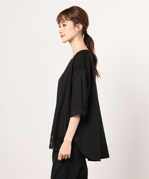 NANO universe（ナノユニバース）の「レース切り替えブラウス（シャツ/ブラウス・レディース・ブラック/レッド系その他2/ホワイト・FREE）」の5枚目の写真