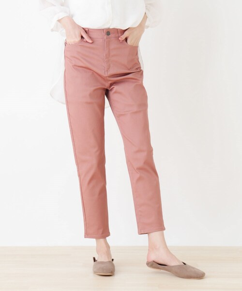 SHOO・LA・RUE（シューラルー）の「◆【SS-4L/3Dスキャン】裏ひんやりサテンスキニーパンツ（その他パンツ・レディース・アイボリー/ブラック/ベージュ/ピンク系・01/02/03/04/05/06/10）」の4枚目の写真