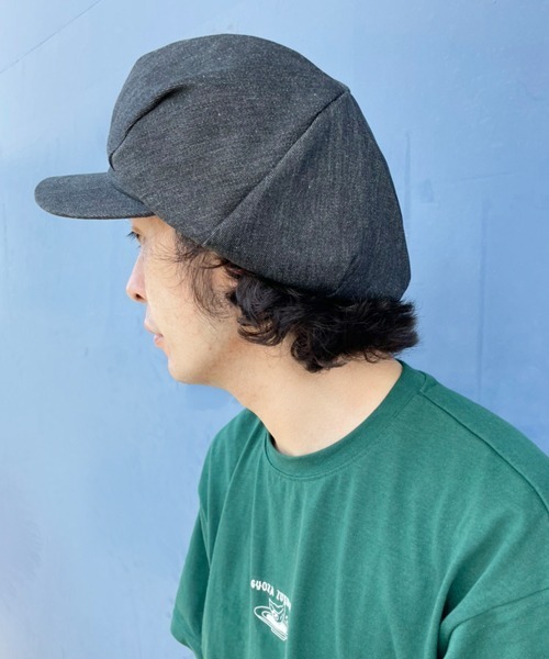 polcadot(ポルカドット)の「DENIM BIG CASKET/デニム ビッグ キャストケット(キャスケット・メンズ・ストライプ/ブラック/ネイビー・XL/FREE)」の6枚目の写真