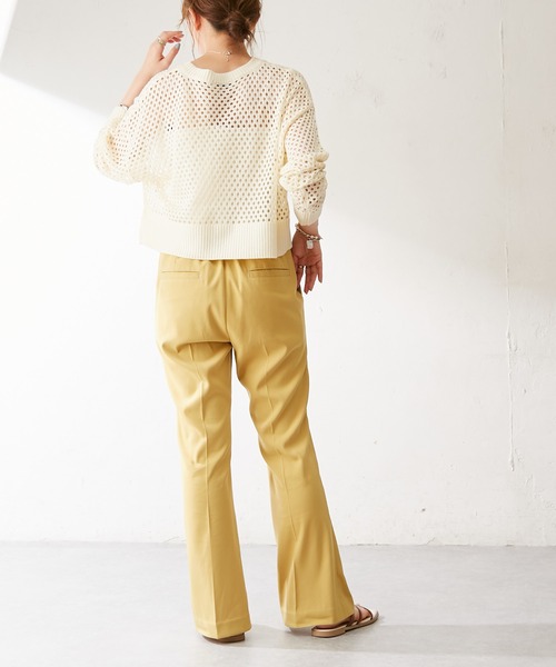 DISCOAT（ディスコート）の「【WEB限定】透かし編みショートニット（ニット/セーター・レディース・ブラック/イエロー/アイボリー/ブルーグレー/グリーン/オレンジ・FREE）」の7枚目の写真