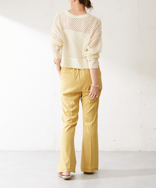 DISCOAT（ディスコート）の「【WEB限定】透かし編みショートニット（ニット/セーター・レディース・ブラック/イエロー/アイボリー/ブルーグレー/グリーン/オレンジ・FREE）」の17枚目の写真