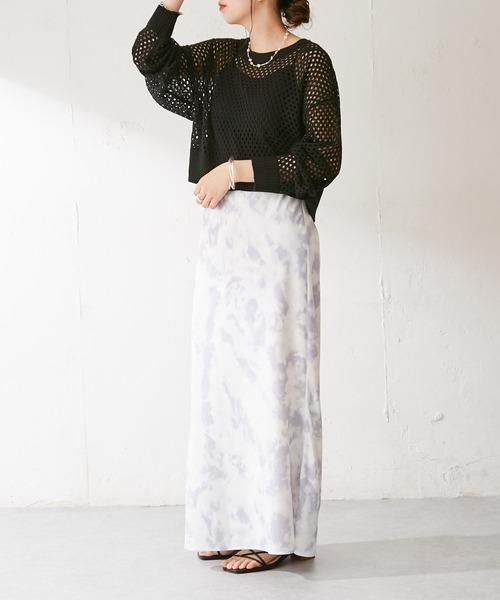 DISCOAT（ディスコート）の「【WEB限定】透かし編みショートニット（ニット/セーター・レディース・ブラック/イエロー/アイボリー/ブルーグレー/グリーン/オレンジ・FREE）」の9枚目の写真