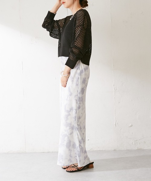 DISCOAT（ディスコート）の「【WEB限定】透かし編みショートニット（ニット/セーター・レディース・ブラック/イエロー/アイボリー/ブルーグレー/グリーン/オレンジ・FREE）」の19枚目の写真