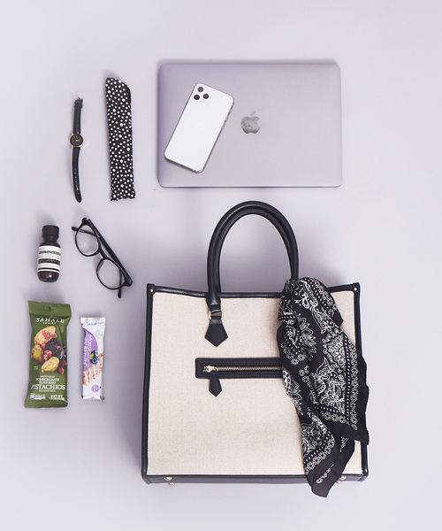 LOWELL things（ロウェル　シングス）の「★【WEB限定】ファブリックスクエアトート（トートバッグ・レディース・ブラック/イエロー/アイボリー・フリー）」の20枚目の写真