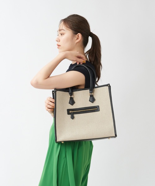 LOWELL things（ロウェル　シングス）の「★【WEB限定】ファブリックスクエアトート（トートバッグ・レディース・ブラック/イエロー/アイボリー・フリー）」の6枚目の写真