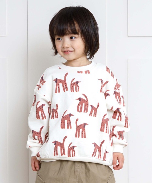 MAKE YOUR DAY（メイクユアデイ）の「ダルメシアン総柄裏毛トレーナー■80～140cm（スウェット・キッズ・グレー/アイボリー/キャメル・90/100/110/120/80/130/140）」の4枚目の写真