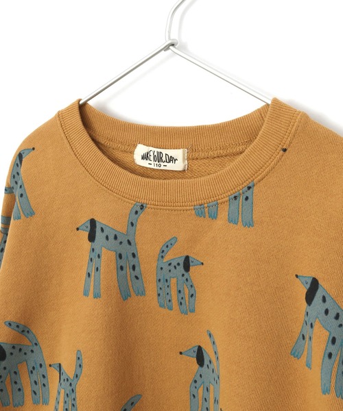 MAKE YOUR DAY（メイクユアデイ）の「ダルメシアン総柄裏毛トレーナー■80～140cm（スウェット・キッズ・グレー/アイボリー/キャメル・90/100/110/120/80/130/140）」の15枚目の写真