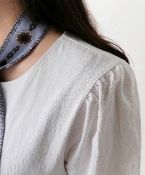 Lea sienna(リーシェンナ)の「リネンのシンプルAラインワンピース(ワンピース・レディース・ホワイト/ピンク/ブルー・S/XL/M/L)」の4枚目の写真