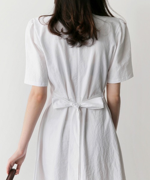 Lea sienna(リーシェンナ)の「リネンのシンプルAラインワンピース(ワンピース・レディース・ホワイト/ピンク/ブルー・S/XL/M/L)」の13枚目の写真