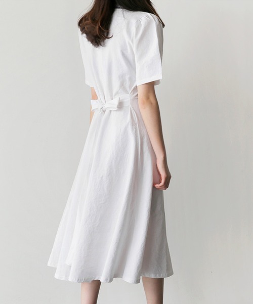 Lea sienna(リーシェンナ)の「リネンのシンプルAラインワンピース(ワンピース・レディース・ホワイト/ピンク/ブルー・S/XL/M/L)」の10枚目の写真