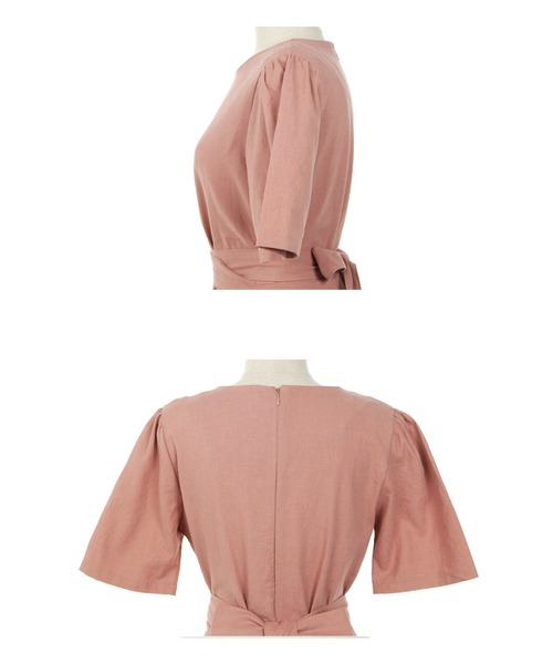 Lea sienna(リーシェンナ)の「リネンのシンプルAラインワンピース(ワンピース・レディース・ホワイト/ピンク/ブルー・S/XL/M/L)」の8枚目の写真