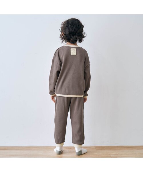 apres les cours（アプレレクール）の「/ゆったりワッフルパジャマ 10分丈（ルームウェア/パジャマ・キッズ・アイボリー/ブラウン・100/120/90/130/110/80）」の4枚目の写真