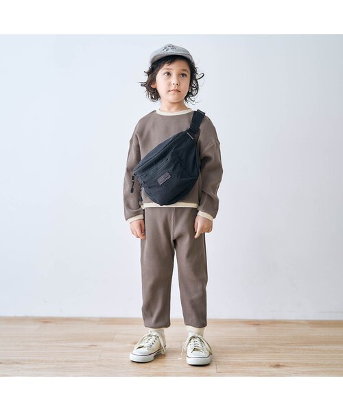 apres les cours（アプレレクール）の「/ゆったりワッフルパジャマ 10分丈（ルームウェア/パジャマ・キッズ・アイボリー/ブラウン・100/120/90/130/110/80）」の5枚目の写真