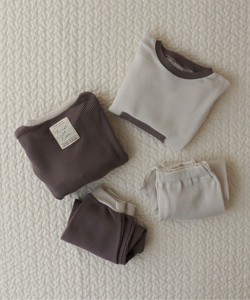 apres les cours（アプレレクール）の「/ゆったりワッフルパジャマ 10分丈（ルームウェア/パジャマ・キッズ・アイボリー/ブラウン・100/120/90/130/110/80）」の22枚目の写真