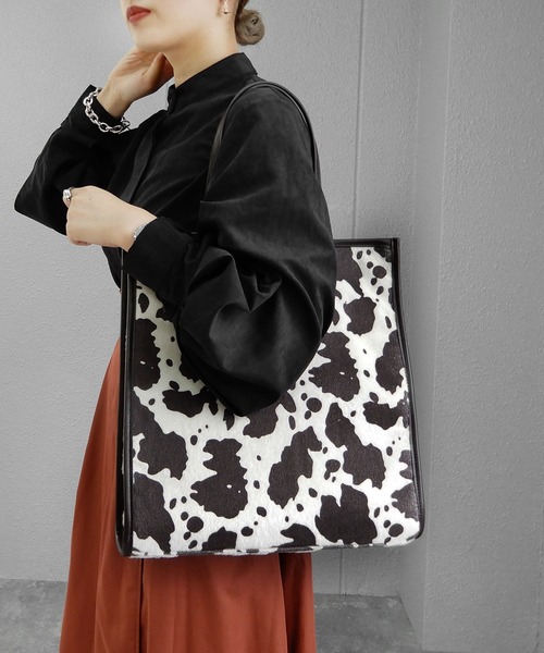 minia（ミニア）の「素材遊びがかわいいパイピングビッグトートバッグ　◆（トートバッグ・レディース・ブラウン/アニマル/モカ・FREE）」の3枚目の写真