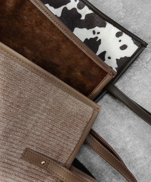 minia（ミニア）の「素材遊びがかわいいパイピングビッグトートバッグ　◆（トートバッグ・レディース・ブラウン/アニマル/モカ・FREE）」の2枚目の写真