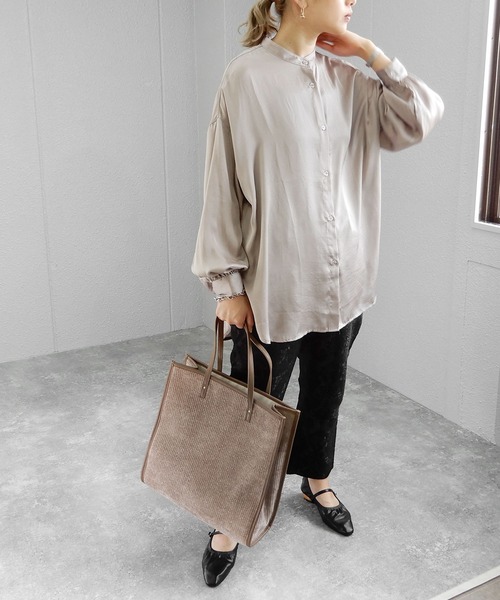 minia（ミニア）の「素材遊びがかわいいパイピングビッグトートバッグ　◆（トートバッグ・レディース・ブラウン/アニマル/モカ・FREE）」の6枚目の写真