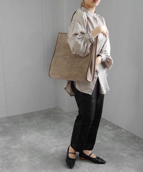 minia（ミニア）の「素材遊びがかわいいパイピングビッグトートバッグ　◆（トートバッグ・レディース・ブラウン/アニマル/モカ・FREE）」の10枚目の写真