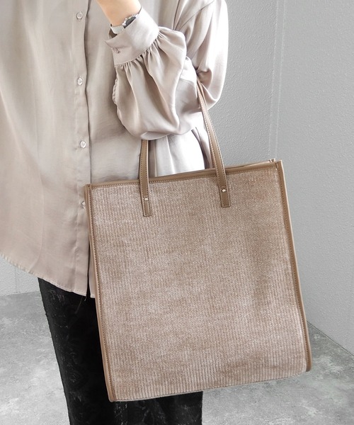 minia（ミニア）の「素材遊びがかわいいパイピングビッグトートバッグ　◆（トートバッグ・レディース・ブラウン/アニマル/モカ・FREE）」の11枚目の写真