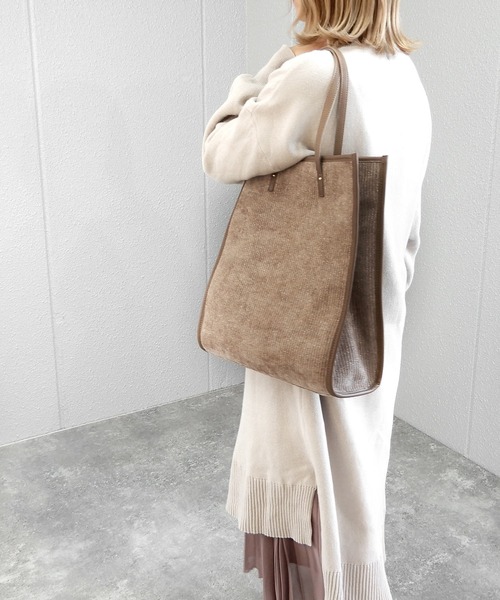 minia（ミニア）の「素材遊びがかわいいパイピングビッグトートバッグ　◆（トートバッグ・レディース・ブラウン/アニマル/モカ・FREE）」の19枚目の写真
