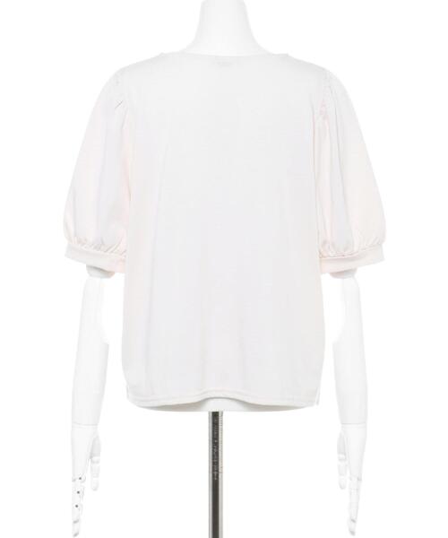 Allamanda（アラマンダ）の「NEWCatパフTシャツ（Tシャツ/カットソー・レディース・ピンク/ホワイト系その他/ピンク系/オフホワイト・M）」の7枚目の写真