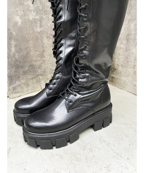 ENVYM（アンビー）の「ＬＡＣＥ ＵＰロングブーツ（ブーツ・レディース・ブラック・22.5cm/23.5cm/24.5cm）」の7枚目の写真