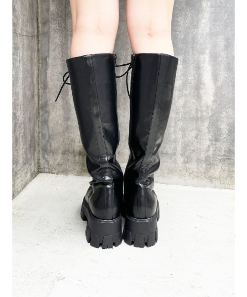 ENVYM（アンビー）の「ＬＡＣＥ ＵＰロングブーツ（ブーツ・レディース・ブラック・22.5cm/23.5cm/24.5cm）」の6枚目の写真
