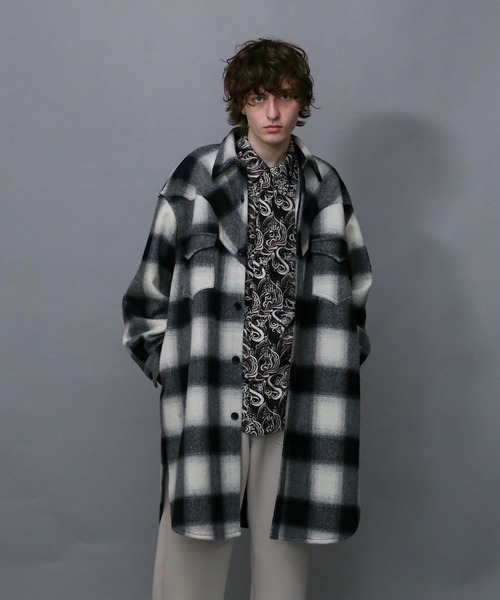 Iroquois（イロコイ）の「MULE FLANNEL CHECK CO（ステンカラーコート・メンズ・ブラウン系その他/ブラック系その他・2/1/3）」の3枚目の写真