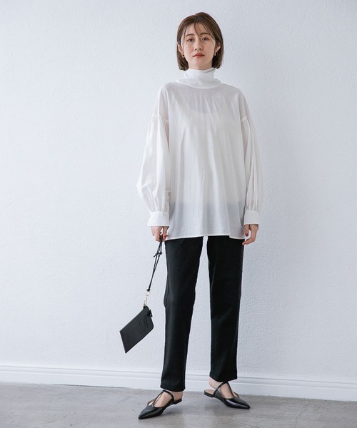 A part by（アパートバイ）の「ハイネックボウタイブラウス　218263（シャツ/ブラウス・レディース・オフホワイト/チャコールグレー・FREE）」の3枚目の写真