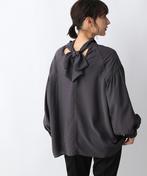 A part by（アパートバイ）の「ハイネックボウタイブラウス　218263（シャツ/ブラウス・レディース・オフホワイト/チャコールグレー・FREE）」の7枚目の写真