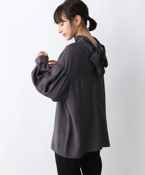 A part by（アパートバイ）の「ハイネックボウタイブラウス　218263（シャツ/ブラウス・レディース・オフホワイト/チャコールグレー・FREE）」の10枚目の写真