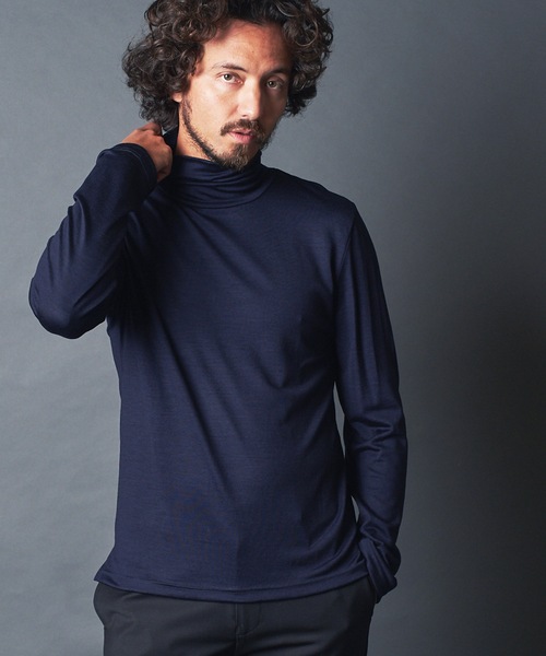 Magine(マージン)の「WOOL JERSEY TURTLE/N L/S ウールジャージ タートルネック ロングスリーブ(Tシャツ/カットソー・メンズ・ネイビー/チャコールグレー/ボルドー/ブラック・46/44/48)」の3枚目の写真