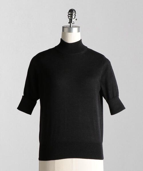 LOEFF（ロエフ）の「＜LOEFF（ロエフ）＞DRY ウール ハイネック 5分袖ニット（ニット/セーター・レディース・オフホワイト/ダークグレー・FREE）」の2枚目の写真