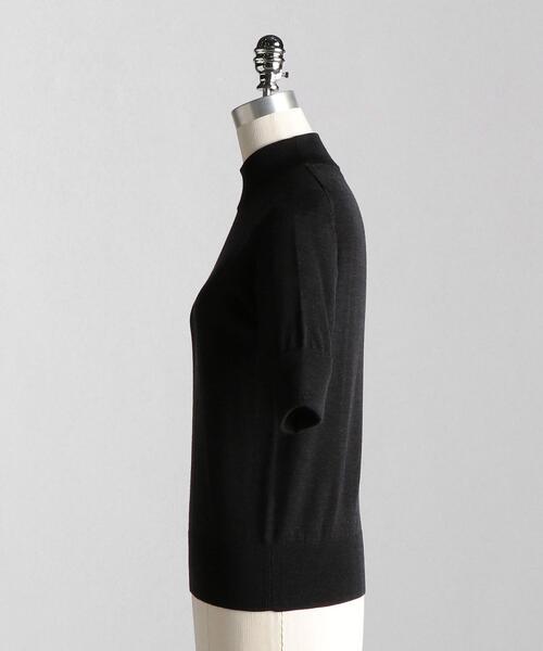 LOEFF（ロエフ）の「＜LOEFF（ロエフ）＞DRY ウール ハイネック 5分袖ニット（ニット/セーター・レディース・オフホワイト/ダークグレー・FREE）」の3枚目の写真