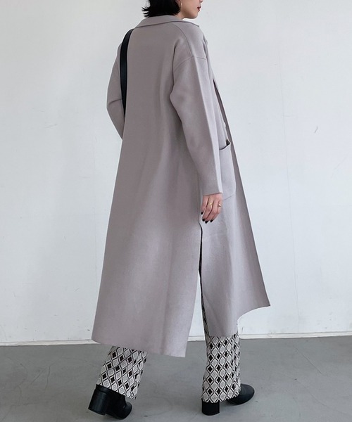 PAGEBOY（ページボーイ）の「ニットチェスターコート（その他アウター・レディース・ブラック/ブラウン系その他/グレイッシュベージュ・FREE）」の4枚目の写真