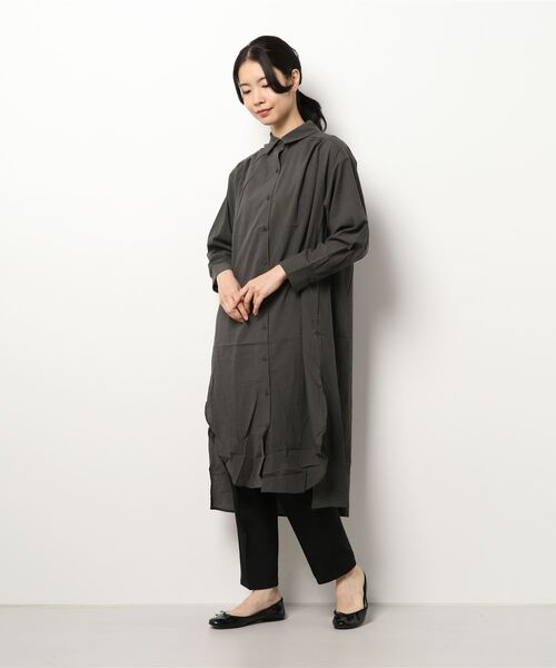 Lugnoncure(ルノンキュール)の「ワッシャーシャツワンピース(シャツワンピース・レディース・パープル/チャコール/キナリ・フリ-)」の6枚目の写真
