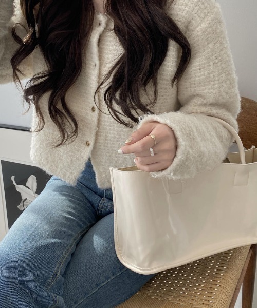 mood for a day（ムードフォーアデイ）の「romance cardigan / クロップドボアカーディガン（カーディガン/ボレロ・レディース・アイボリー/グレー・FREE）」の11枚目の写真