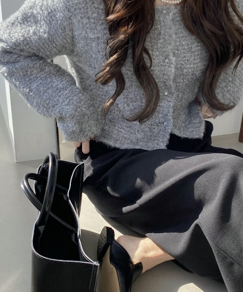 mood for a day（ムードフォーアデイ）の「romance cardigan / クロップドボアカーディガン（カーディガン/ボレロ・レディース・アイボリー/グレー・FREE）」の10枚目の写真