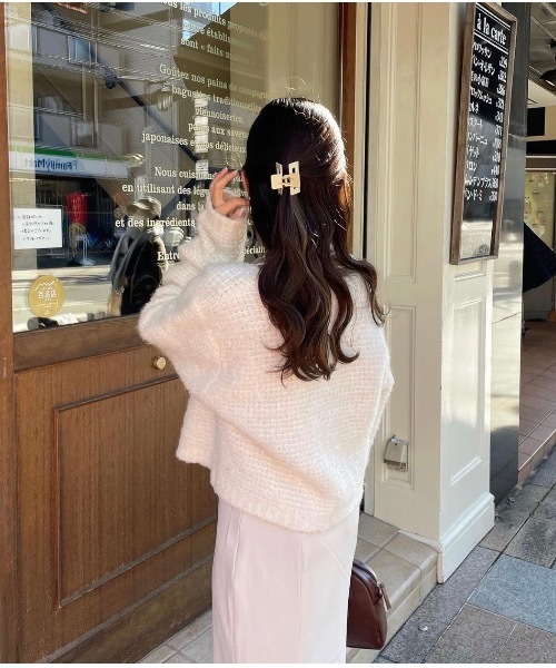 mood for a day（ムードフォーアデイ）の「romance cardigan / クロップドボアカーディガン（カーディガン/ボレロ・レディース・アイボリー/グレー・FREE）」の22枚目の写真