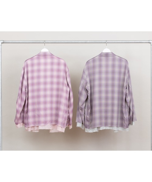 DISCOVERED（ディスカバード）の「DISCOVERED ディスカバード / OMBRE CHECK JACKET / DC-SS22-JK-01（テーラードジャケット・メンズ・グレー/ピンク・1）」の9枚目の写真