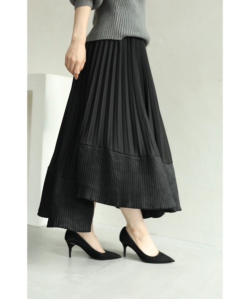 cawaii（カワイイ）の「（黒）2種プリーツが弾むランダム裾ミディアムスカート（スカート・レディース・ブラック・FREE）」の9枚目の写真