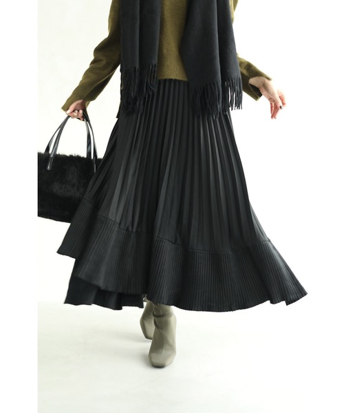 cawaii（カワイイ）の「（黒）2種プリーツが弾むランダム裾ミディアムスカート（スカート・レディース・ブラック・FREE）」の15枚目の写真