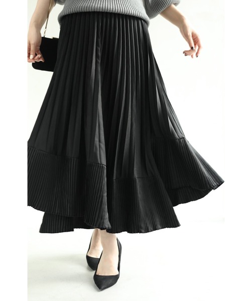 cawaii（カワイイ）の「（黒）2種プリーツが弾むランダム裾ミディアムスカート（スカート・レディース・ブラック・FREE）」の19枚目の写真