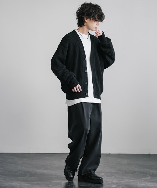 セール】ハイバルキー片畦編み オーバーサイズ ウォッシャブルニット