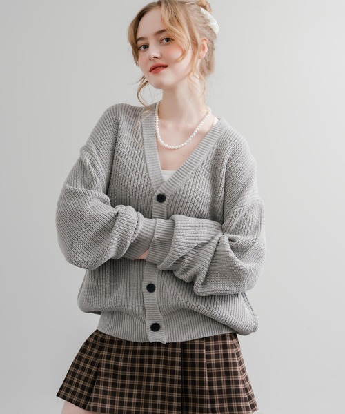 Rocky Monroe（ロッキーモンロー）の「ハイバルキー片畦編み オーバーサイズ ウォッシャブルニット ビッグシルエットカーディガン（カーディガン/ボレロ・メンズ・ネイビー/ケリーグリーン/ダークブラウン/ブラック/ライトグレー/オフホワイト/チャコールグレー/グレイッシュベージュ/サックスブルー/マスタード/パープル/ロイヤルブルー/オレンジ/ピンク/ライトグリーン・LL/M/L）」の19枚目の写真